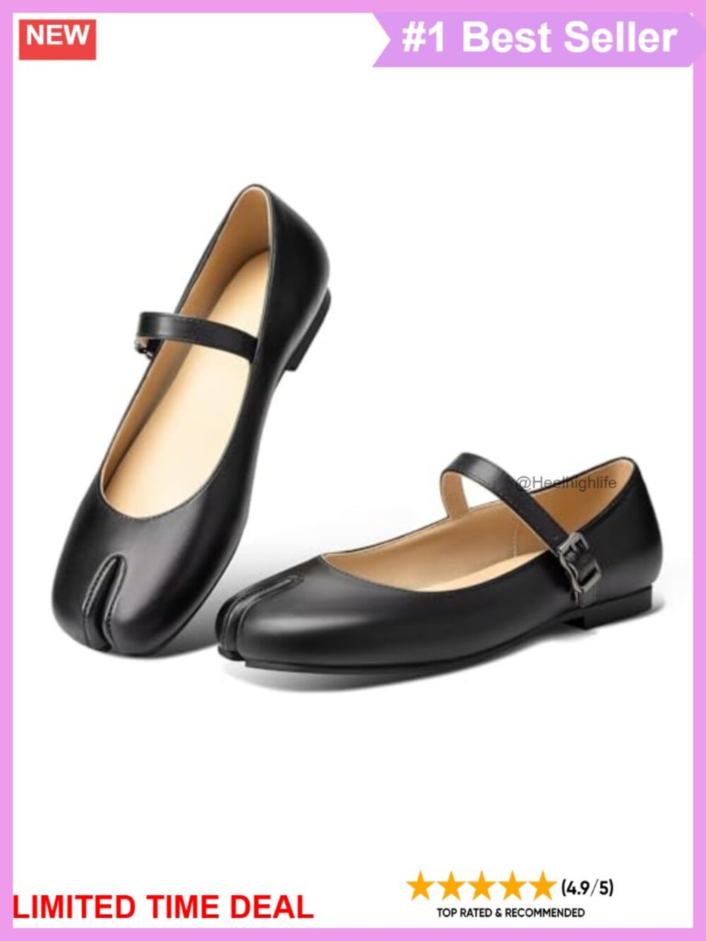 Mary Jane Flats Square Toe Low Heel Buckle Strap Comfort Work Shoes